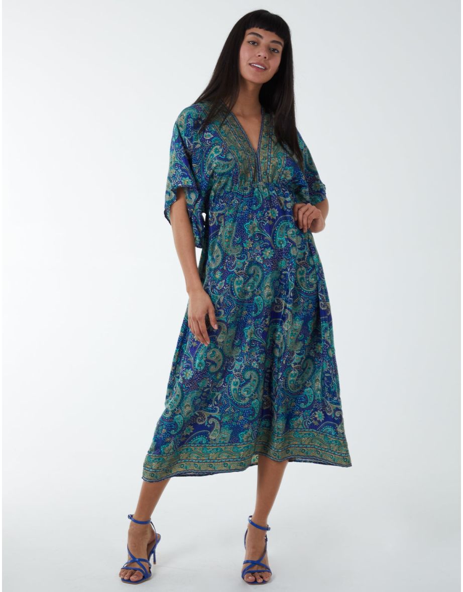 Kimono Sleeve Midi Dress - 3