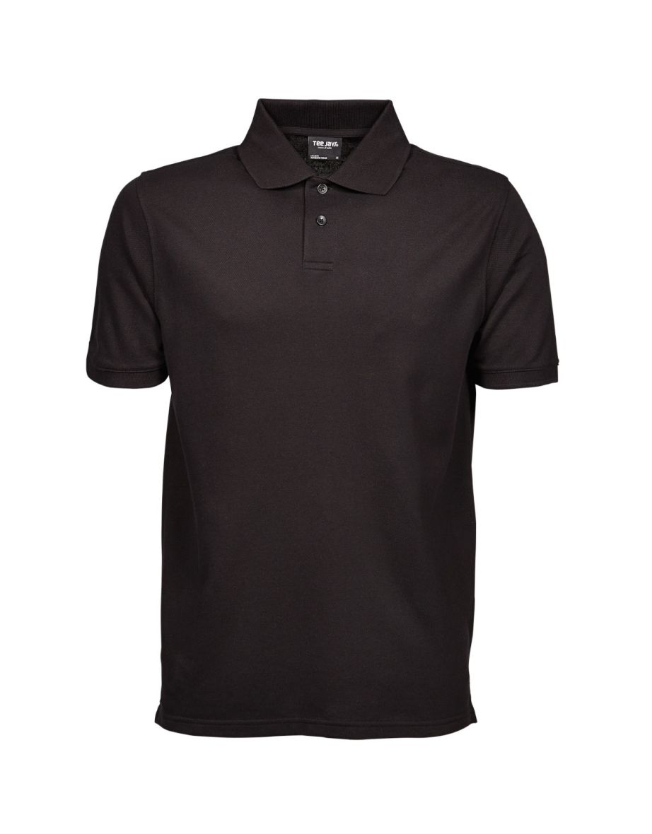 Tee Jays Mens Heavy Pique Short Sleeve Polo Shirt - Black