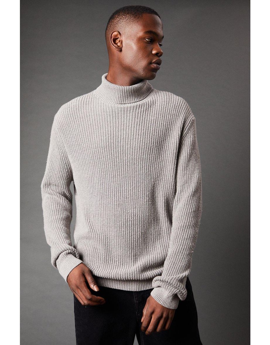 Rich Ribbed Roll Neck Jumper