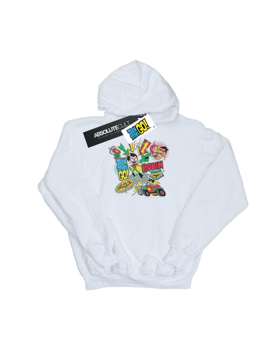 DC Comics Girls Teen Titans Go Robin Montage Hoodie - White - 1