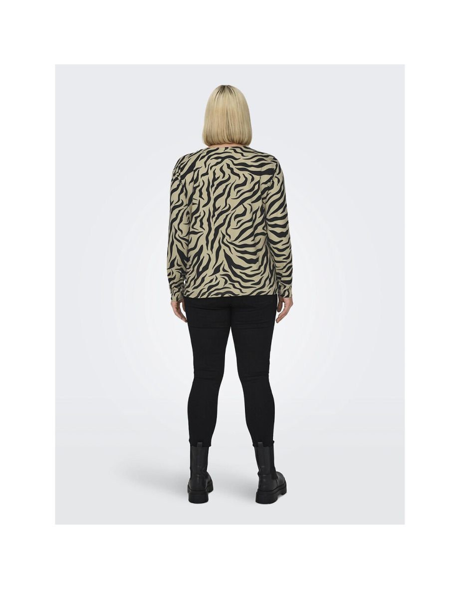Zebra Print Blouse with Long Sleeves - 4