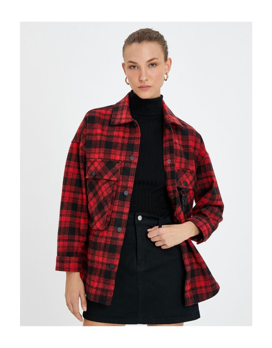 Oversize Shirt Jacket with Pocket Detail and Snap Buttons