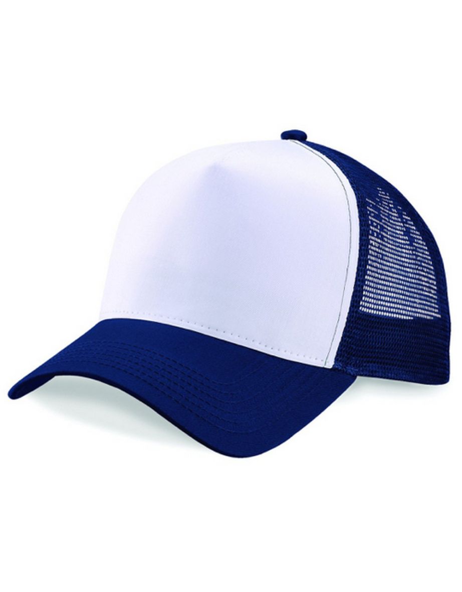 Beechfield Mens Half Mesh Trucker Cap / Headwear - French Navy/White - 1