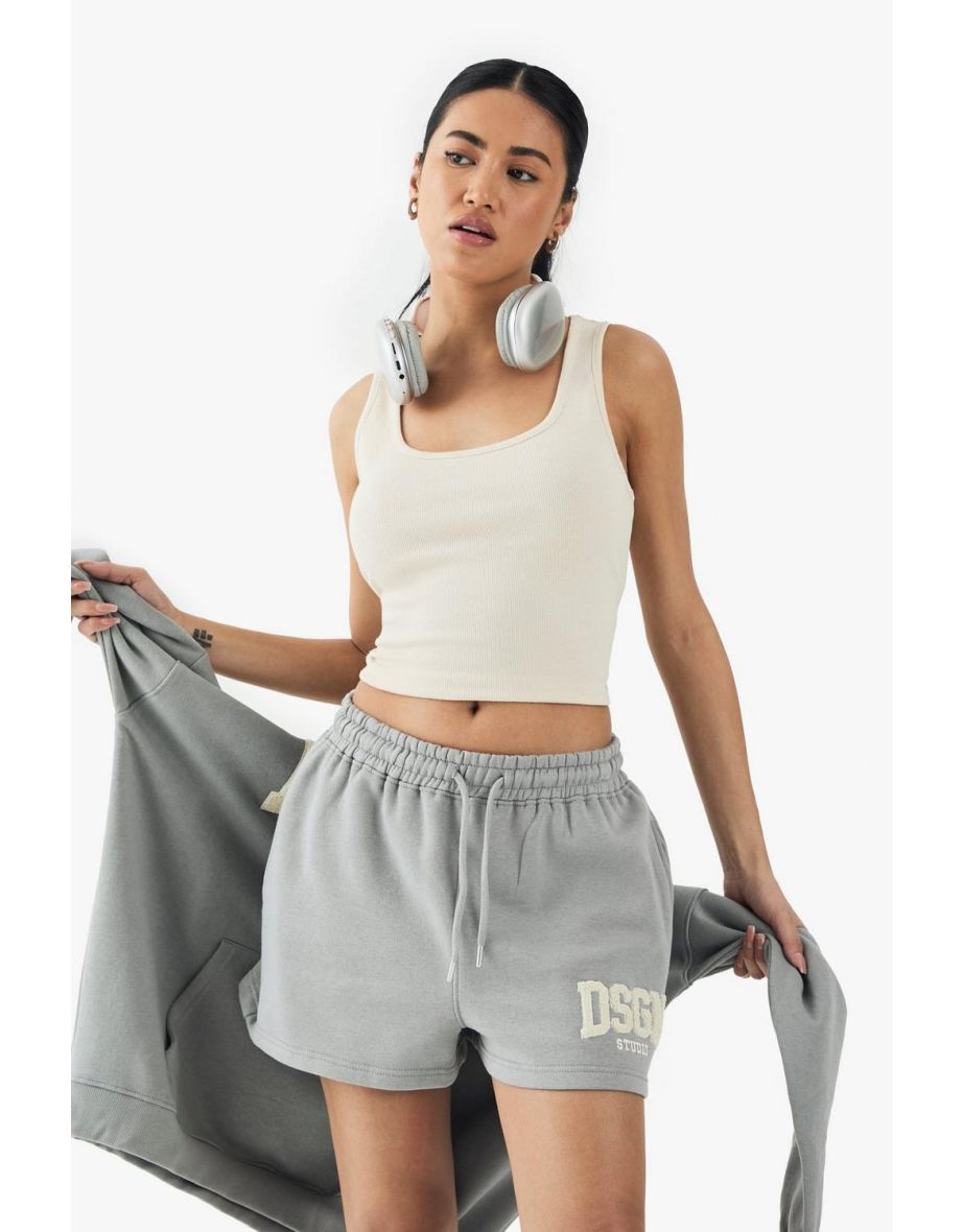 DSGN Studio Toweling Applique Sweat Short - slate grey