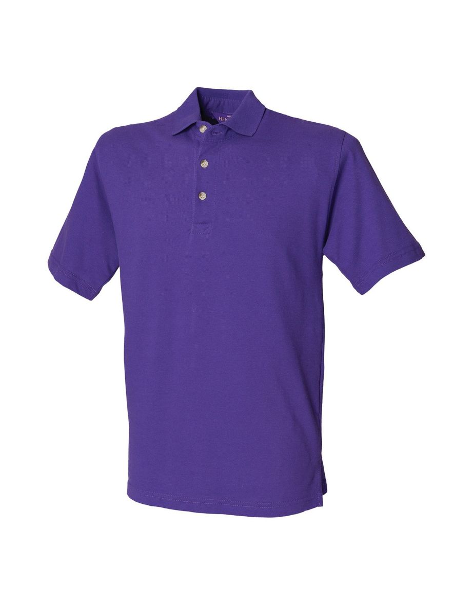 Henbury Mens Classic Cotton Pique Heavy Polo Shirt - Purple
