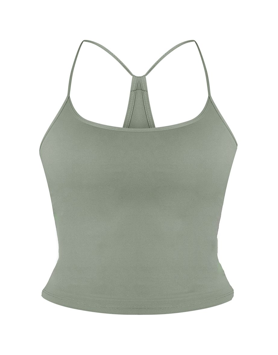 Olive Sculpt Strappy Back Gym Vest - 4