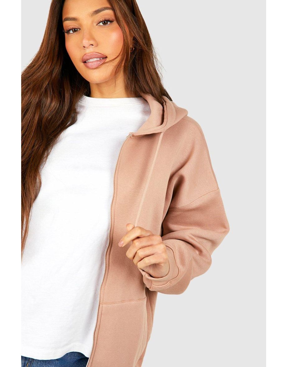 Tall Basic Zip Through Hoodie - taupe - 3