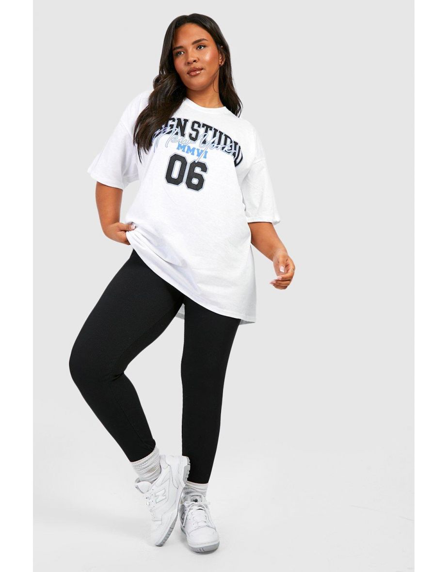 Plus Dsgn Studio Varsity Oversized T-shirt - white