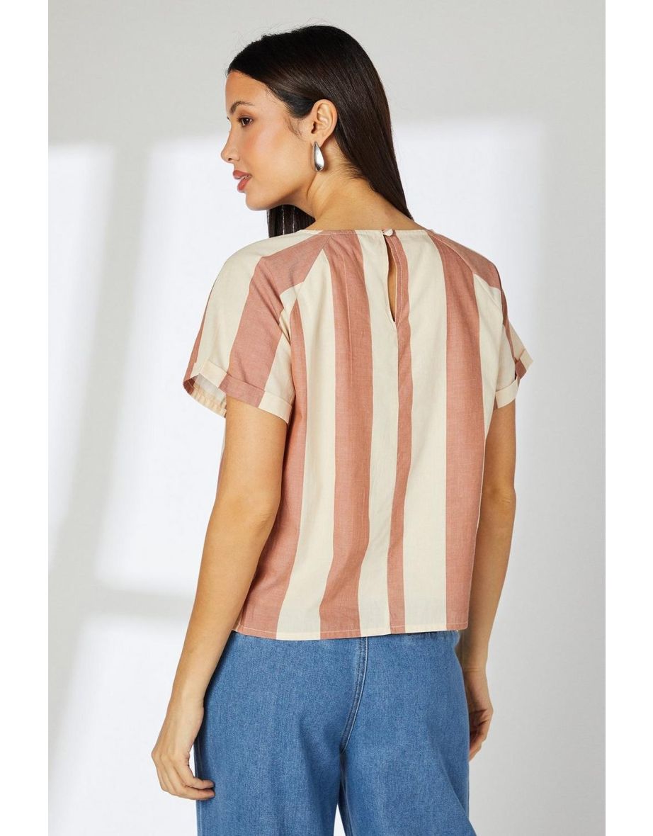 Terracotta Stripe Wide Sleeve Blouse - 3