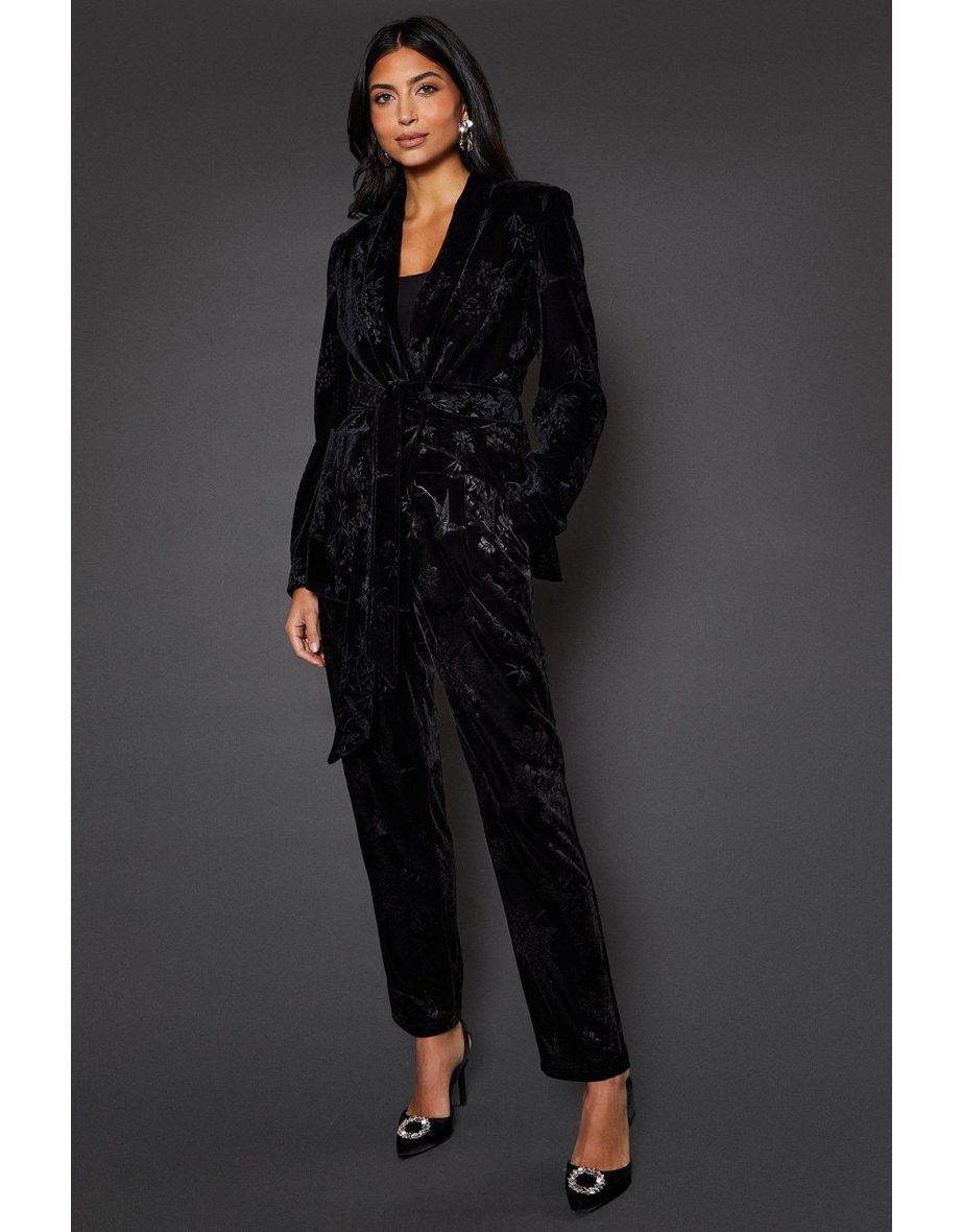 Floral Velvet Tapered Trousers