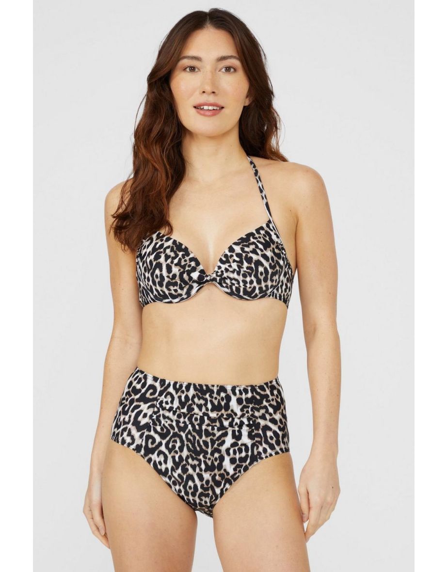 High waisted leopard print bikini bottoms on sale