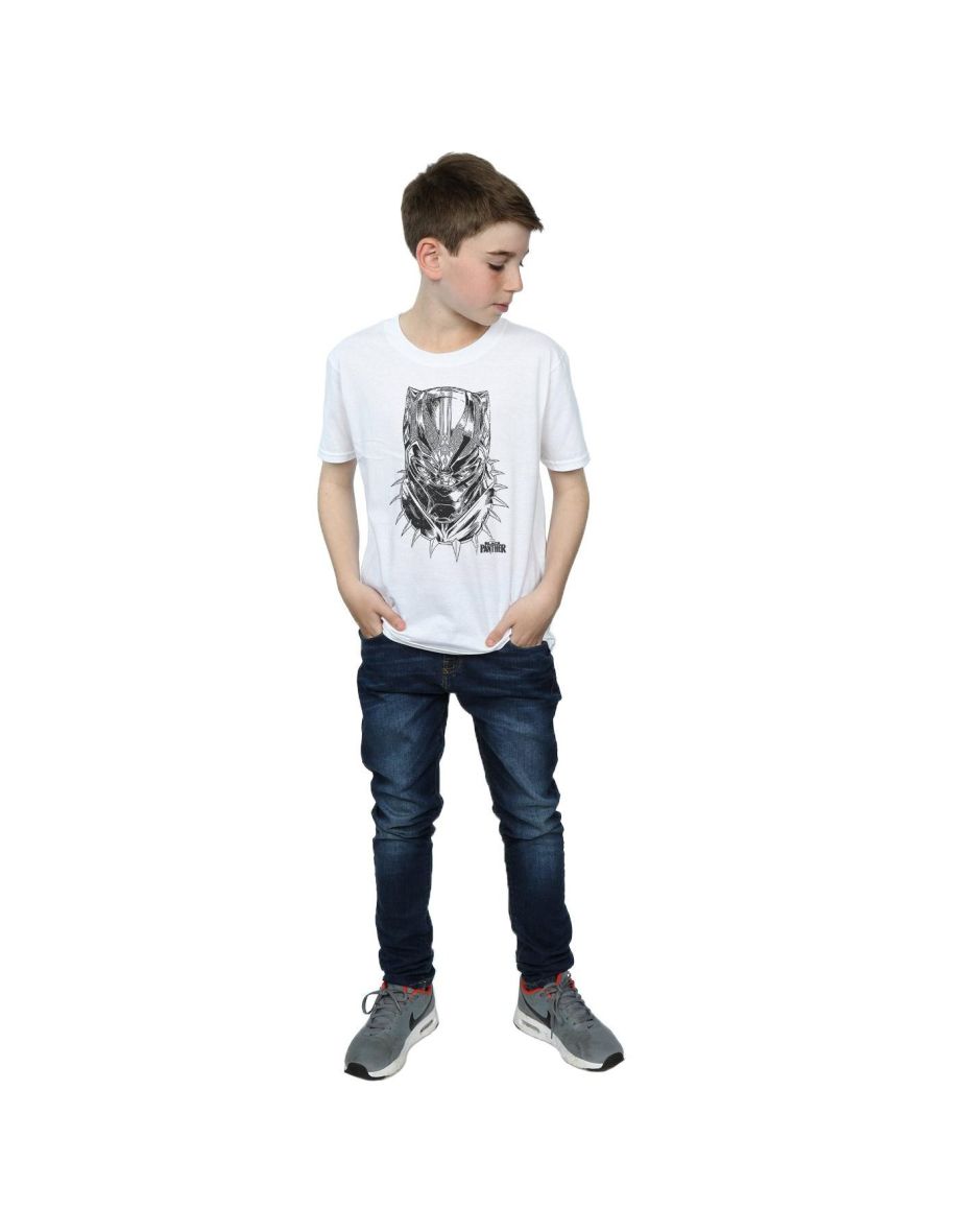 Marvel Boys Black Panther Spray Headshot T-Shirt - White