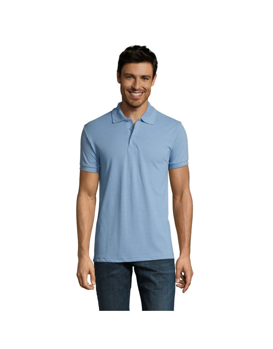 SOLs Mens Prime Pique Plain Short Sleeve Polo Shirt - Sky Blue