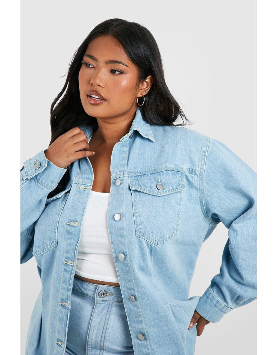 Plus Denim Cinched Denim Shirt - light blue - 3