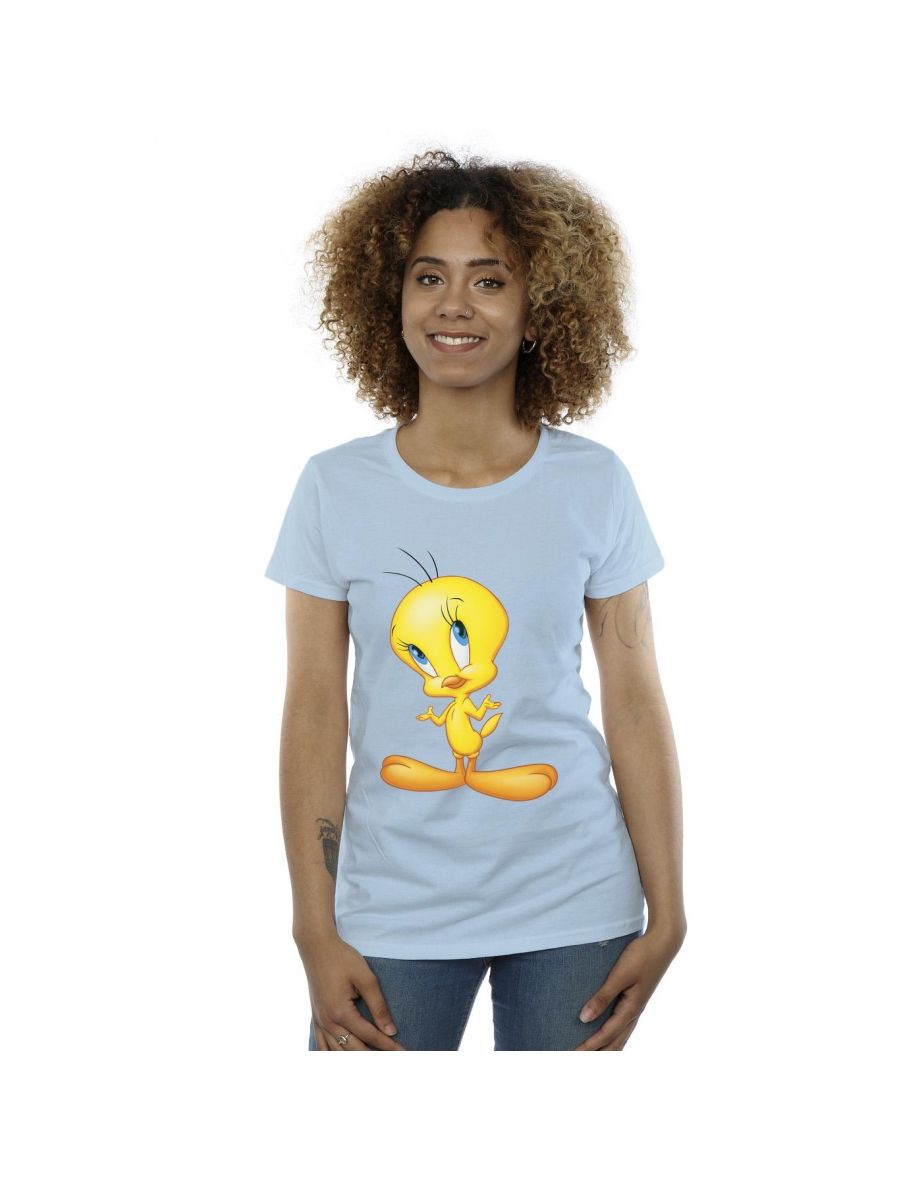 Looney Tunes Womens/Ladies Tweety Standing Cotton T-Shirt - Baby Blue