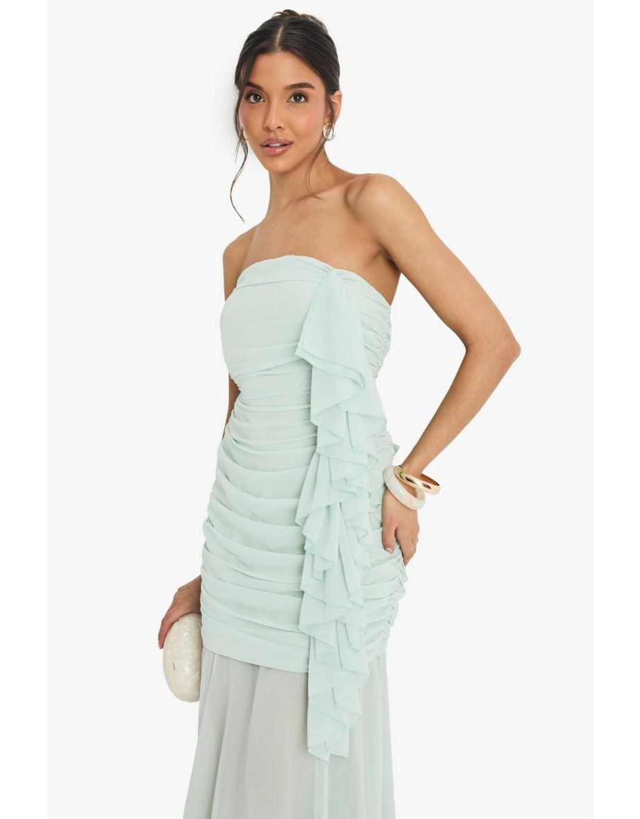 Chiffon Ruched Maxi Dress - mint - 3