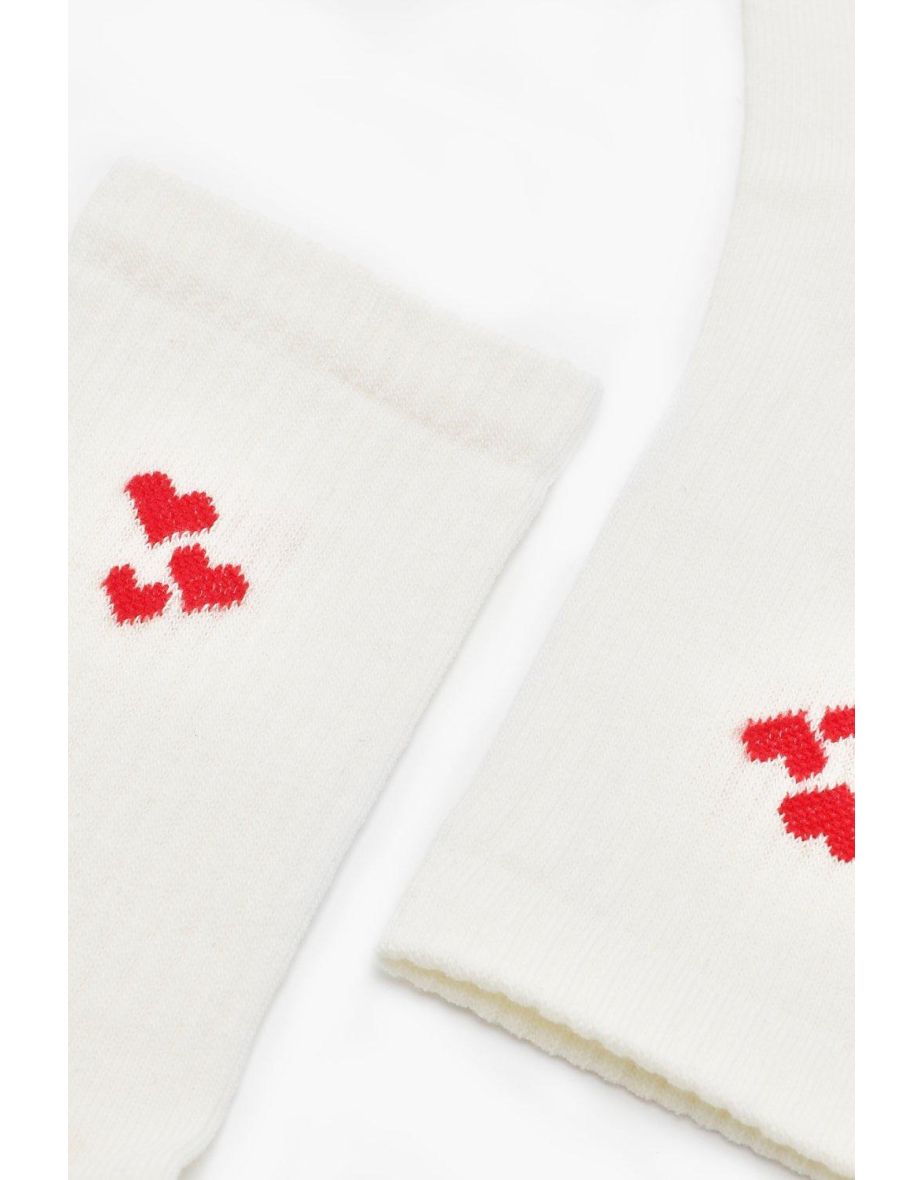 Single Triple Heart Sport Sock - cream - 3