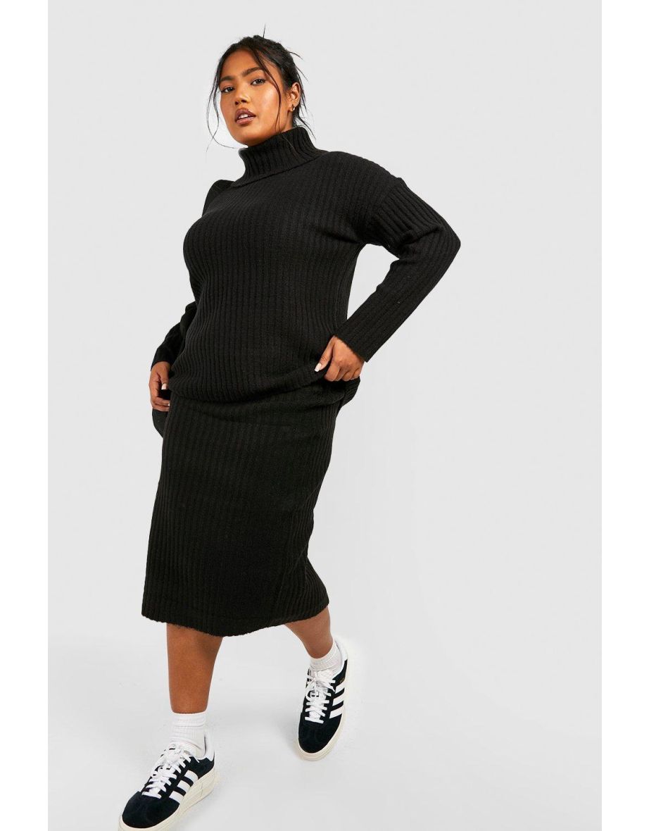 Black knitted midi 2025 skirt co ord