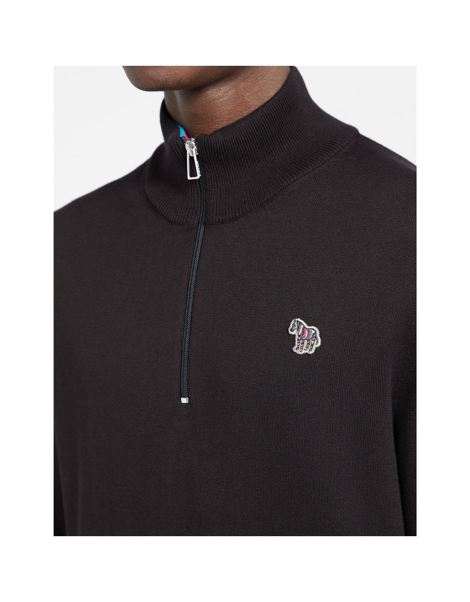 Men's Paul Smith Zebra Logo Half-Zip Knitted Sweatshirt in Black - 4