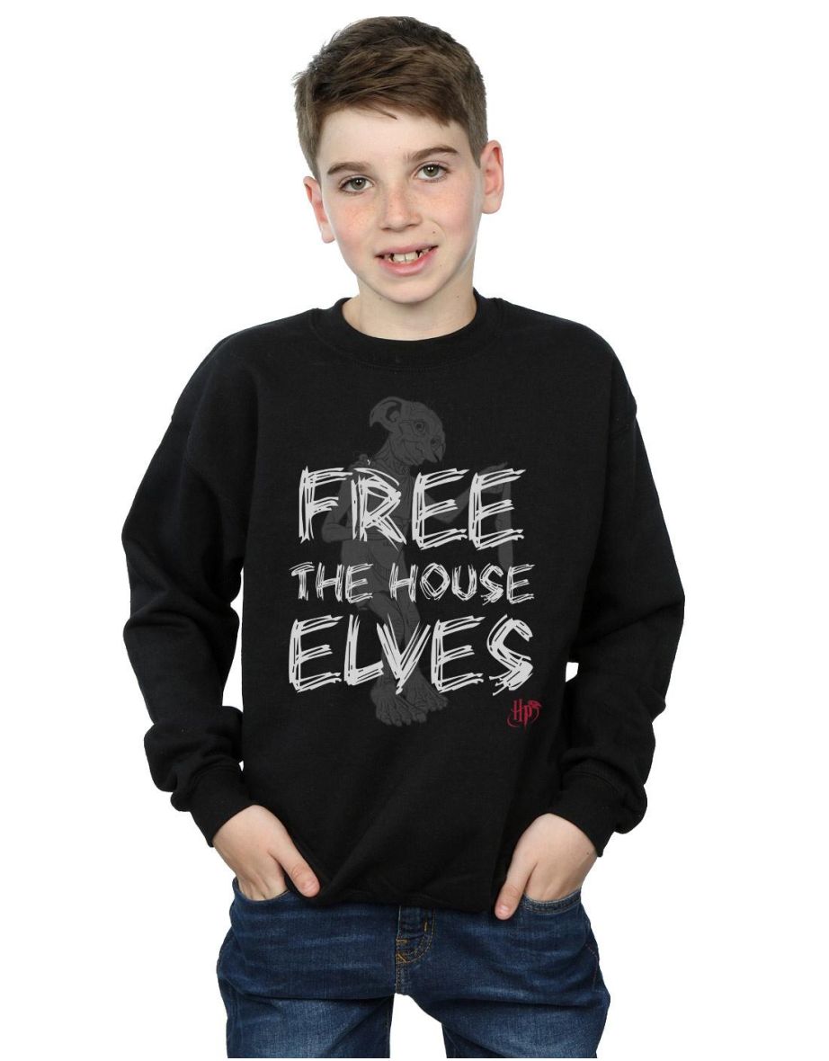 Harry Potter Boys Dobby Free The House Elves Sweatshirt - Black