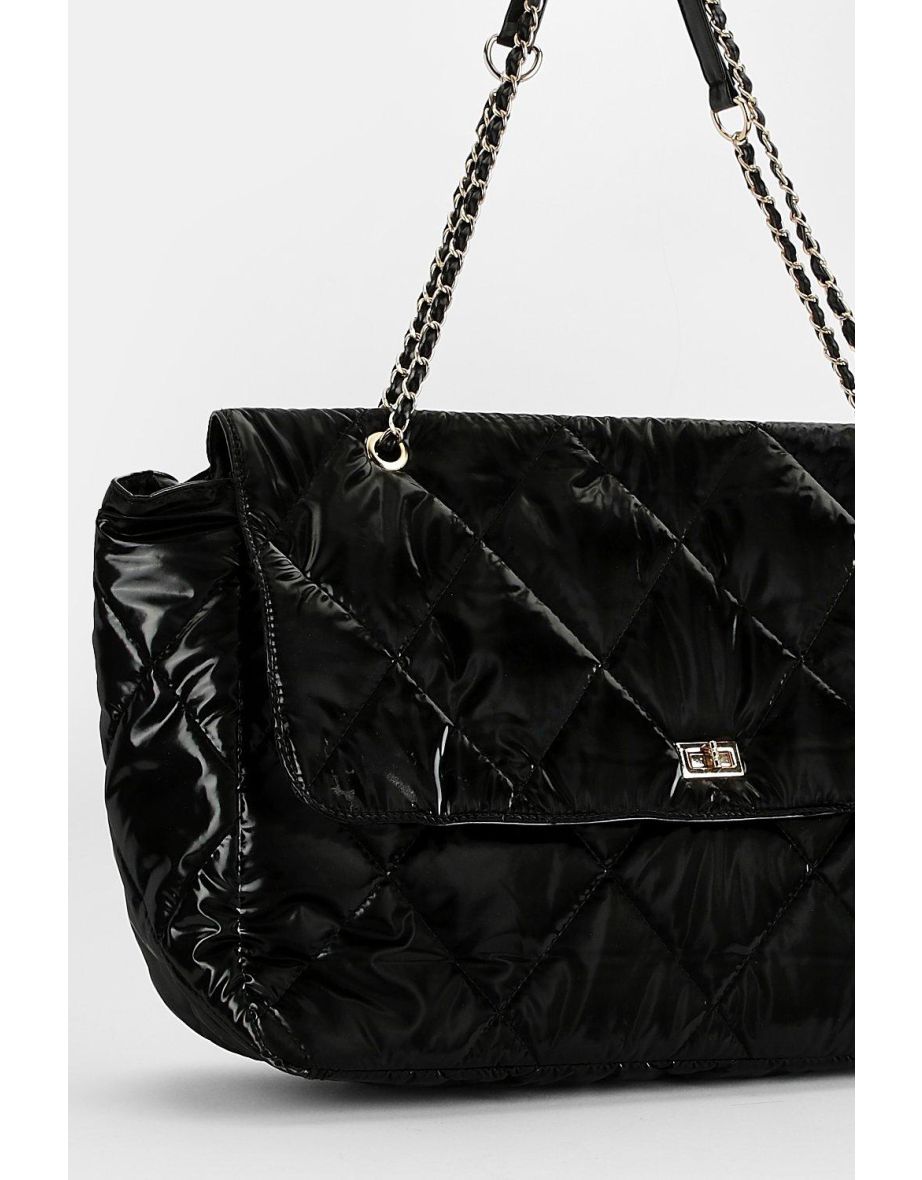 Extra Large Quilted Tote Bag - black - 3