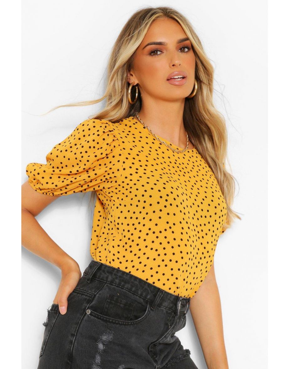 Mustard spotty blouse on sale