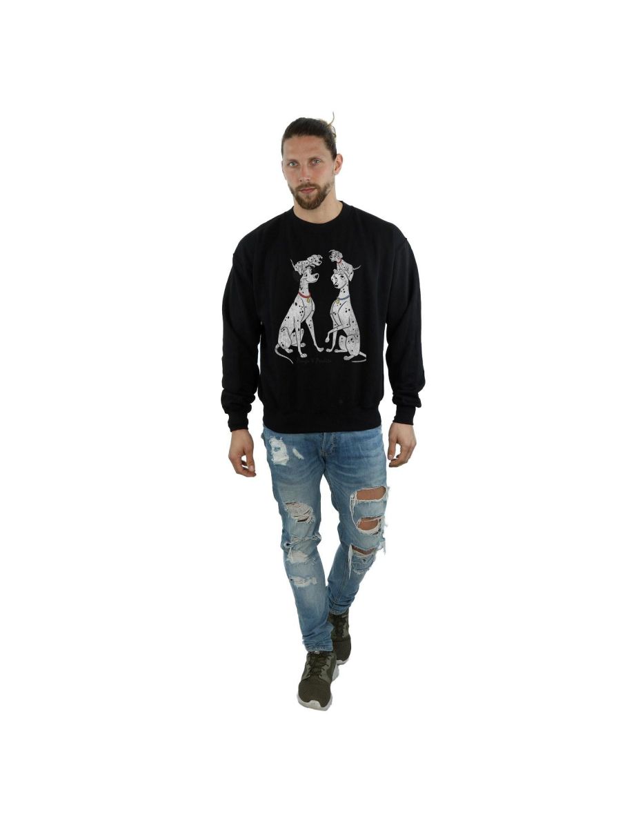 Disney Mens 101 Dalmatians Classic Pongo And Perdita Sweatshirt - Black