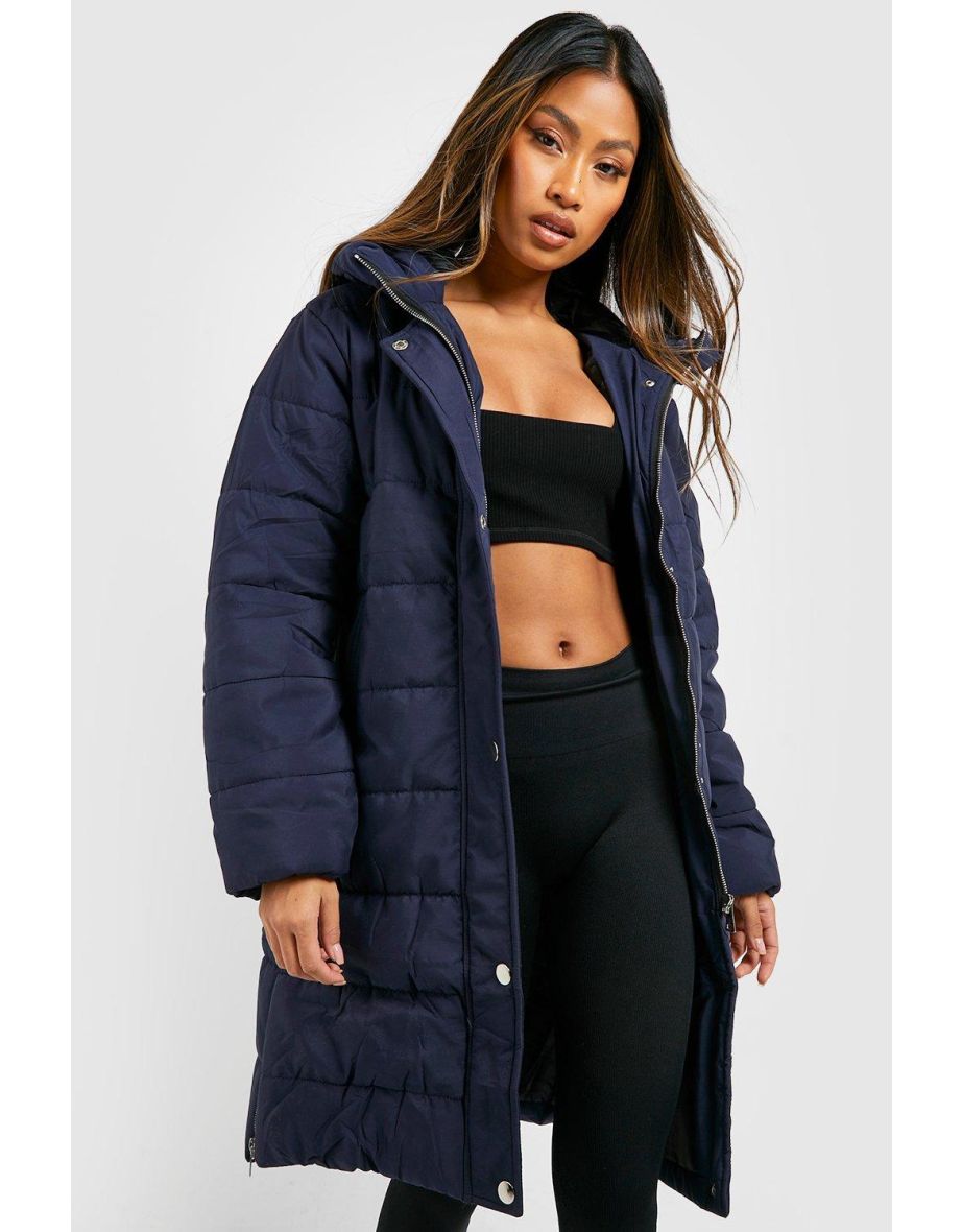 Shop Longline Puffer Jacket navy Online in United Arab Emirates VogaCloset