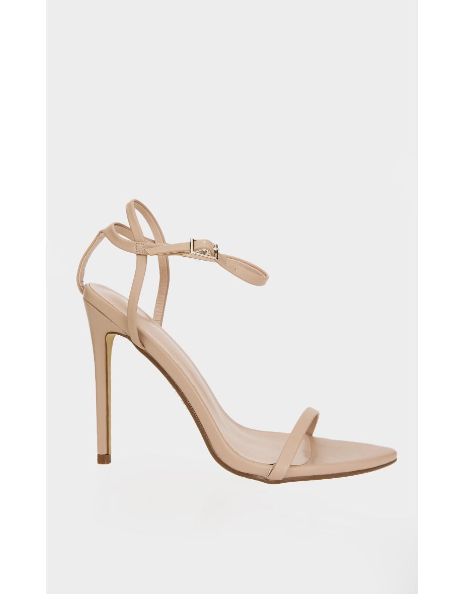 Mushroom Point Toe Pu Strappy High Stiletto Heeled Sandals - 3
