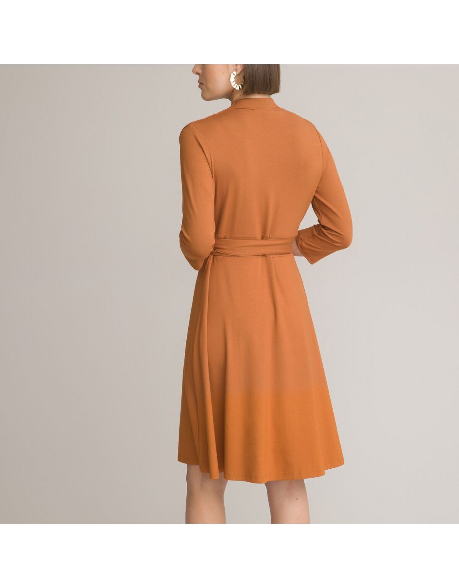 Full Draping Dress with 3/4 Length Sleeves - 3