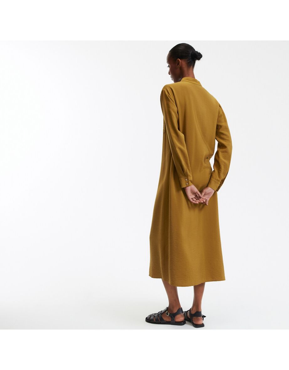 Maxi Shift Dress with Long Sleeves - 3