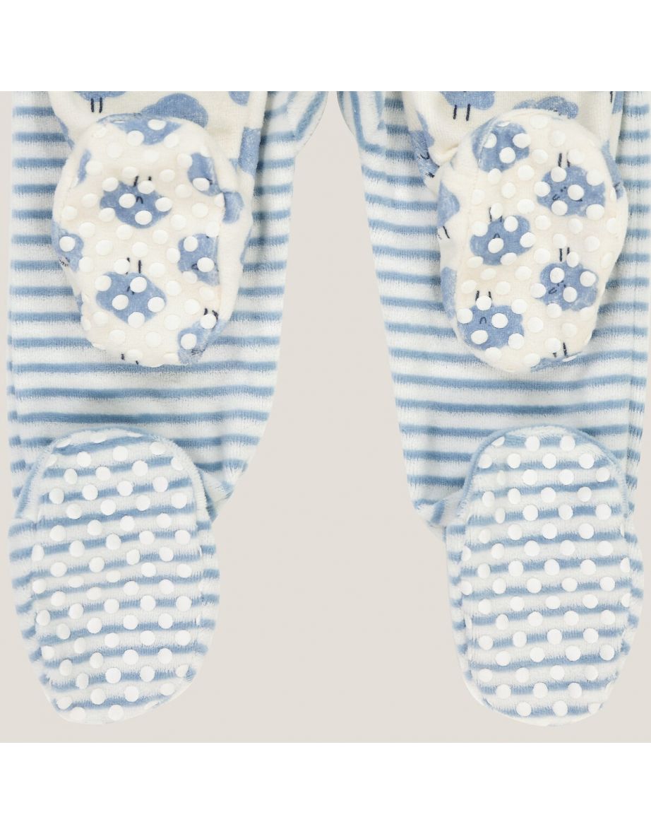 Cotton Mix Velour Pyjamas with Feet - 3