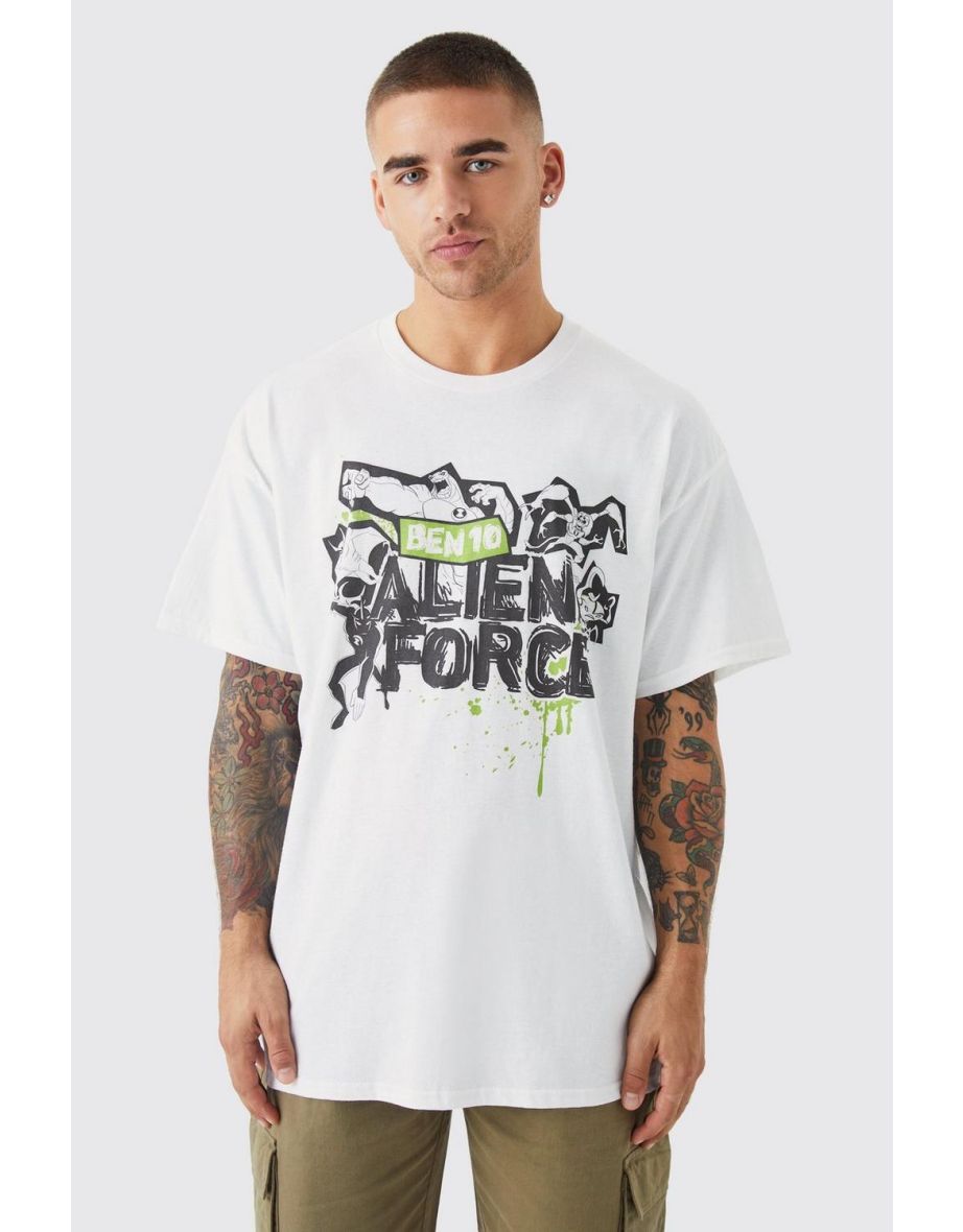 Oversized Ben 10 License T-shirt - white