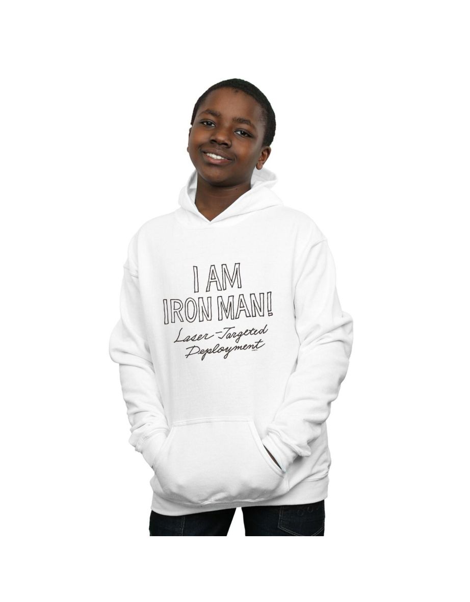 Shop Marvel Boys I Am Iron Man Hoodie White Online in Bahrain VogaCloset