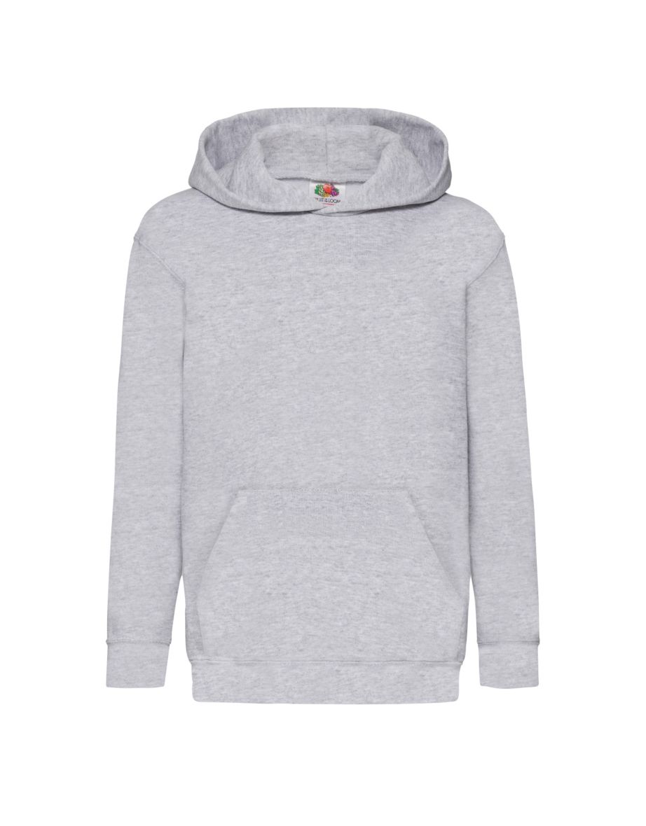 Fruit Of The Loom Childrens Unisex Hooded Sweatshirt / Hoodie - Heather Grey