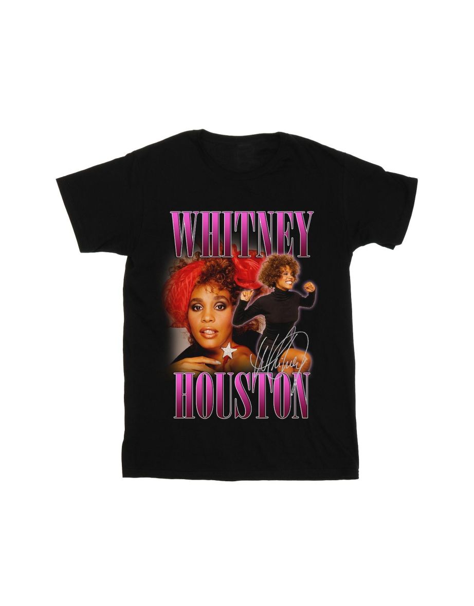 Whitney Houston Mens Signature Homage T-Shirt - Black