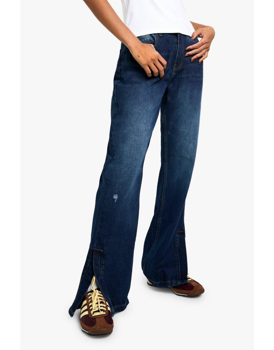 Split Hem Flare Denim Jean - 3