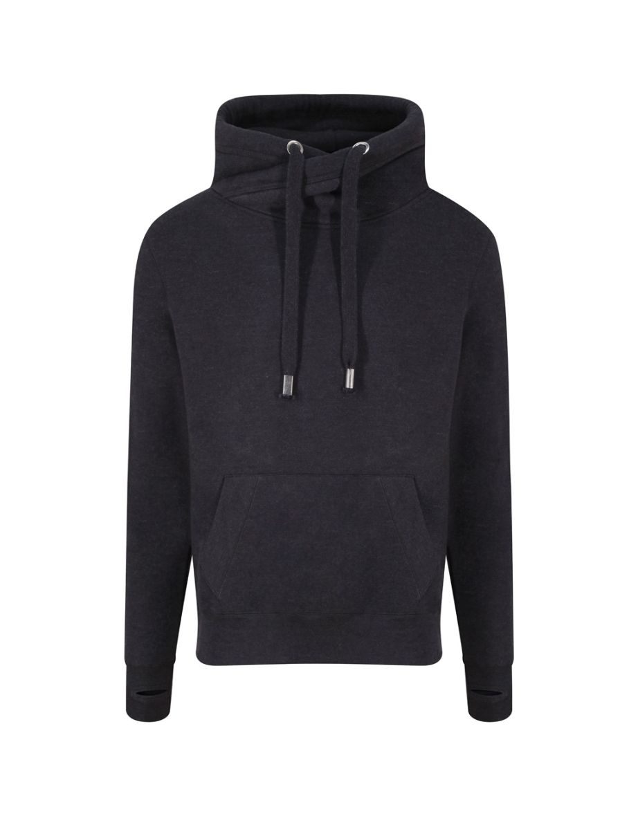 AWDis Adults Unisex Cross Neck Hoodie - Black Smoke