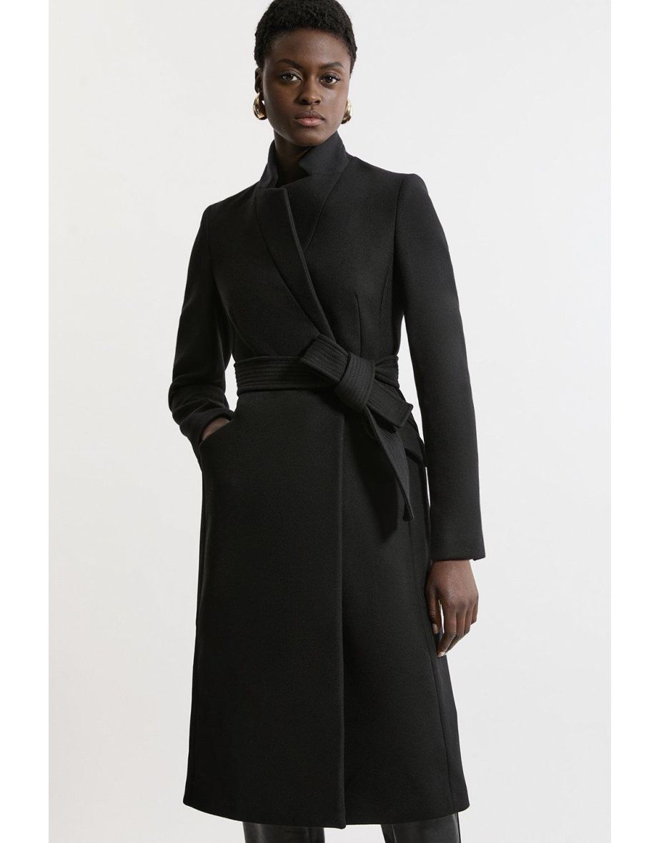 Premium Italian Manteco Wool Investment Notch Neck Tailored Midi Coat