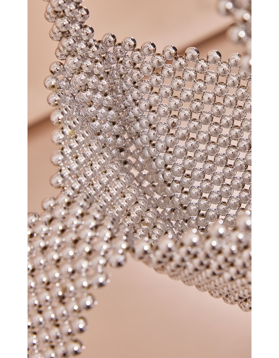 Silver Beaded Handbag - 3