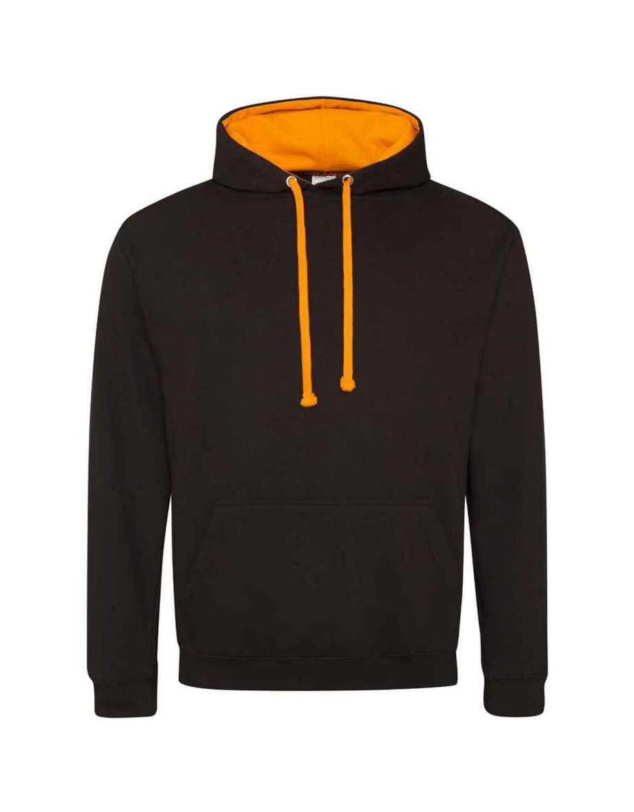 Awdis Womens/Ladies Varsity Hoodie - Jet Black/Orange Crush