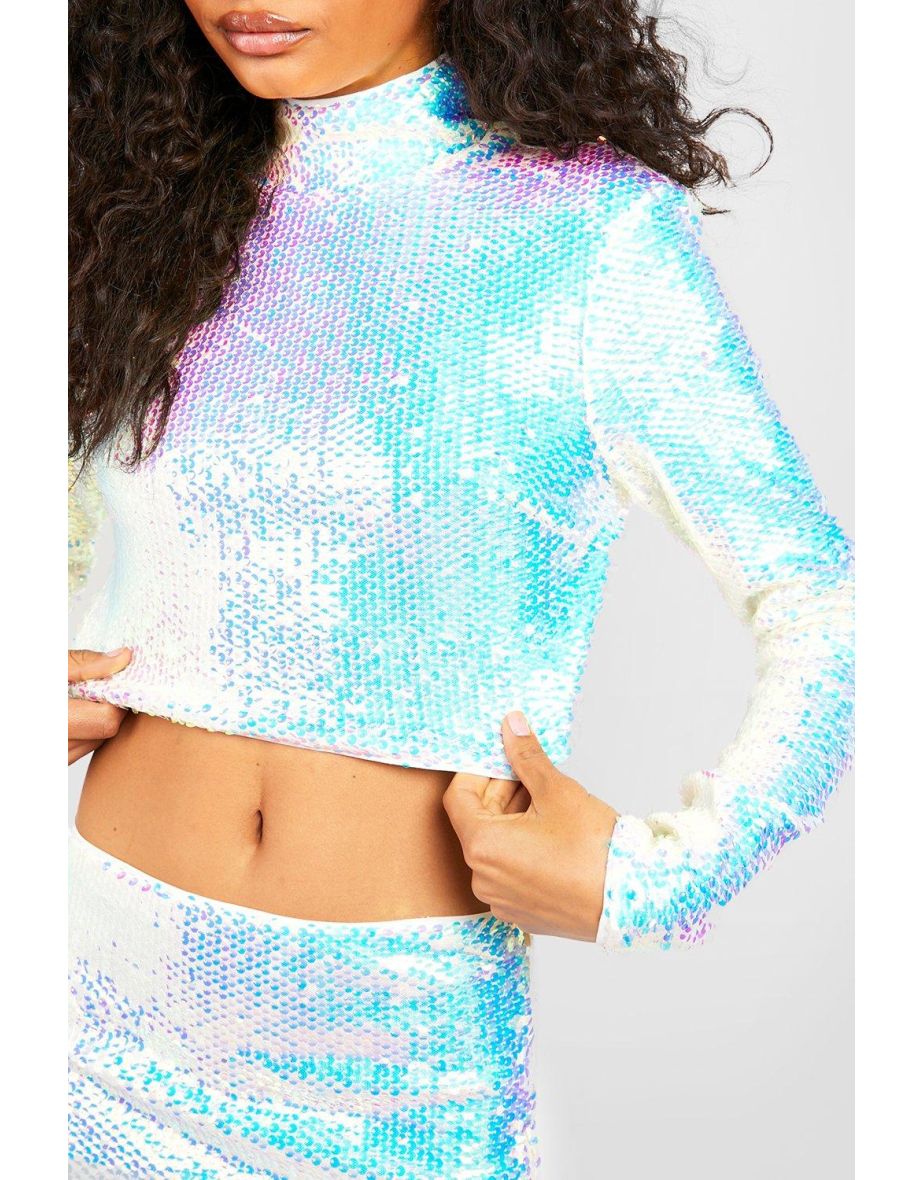 Iridescent High Neck Crop - iridescent - 3