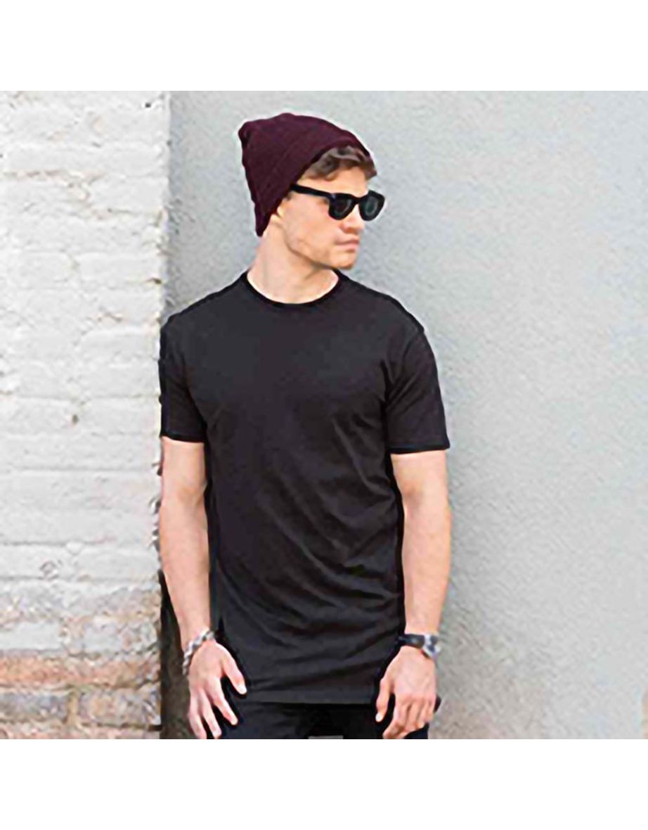 Skinnifit Mens Longline Dipped Hem T-Shirt - Black - 2