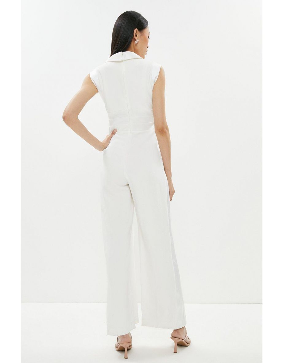 Premium Satin Trim Tuxedo Jumpsuit - 2