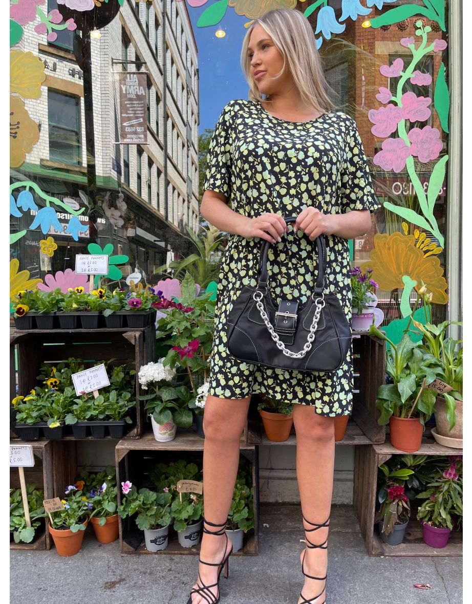 Green Rose T-Shirt Mini-Dress