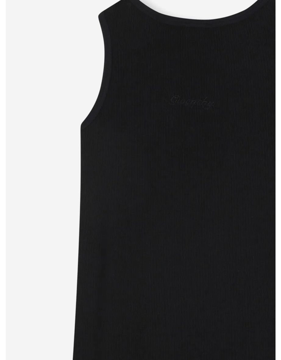 Girls Ribbed Logo Tank Dress in Black - 3