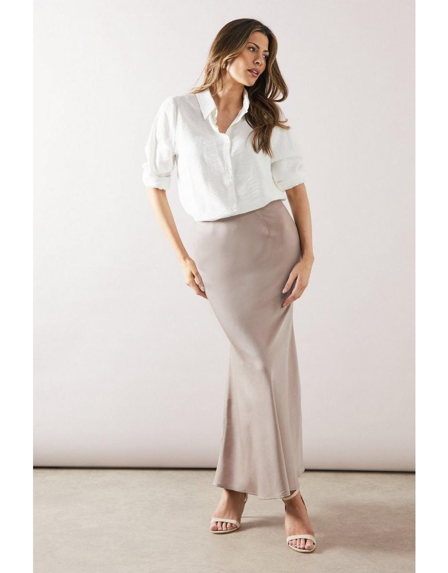 Satin Bias Cut Midi Skirt