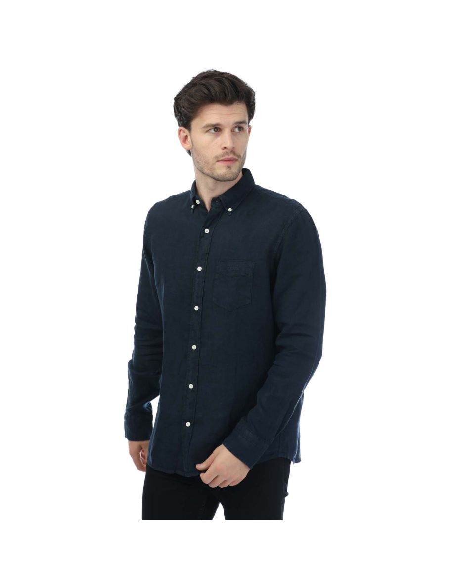 Men's Gant Regular Ut Garment Dyed Linen Shirt in Blue
