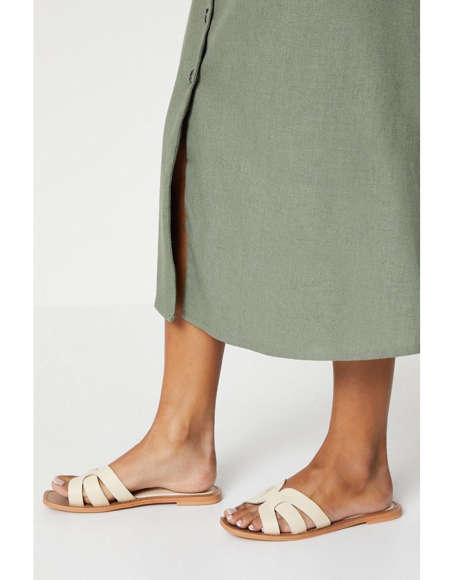 Leather Jemma Woven Sliders