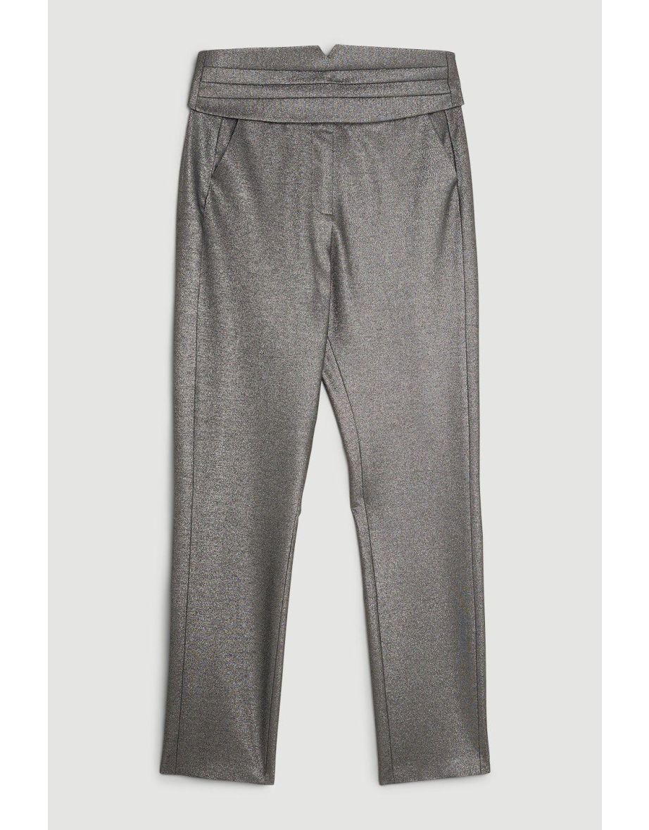 Tailored Compact Stretch Sparkle Satin Cummerbund Trouser - 3